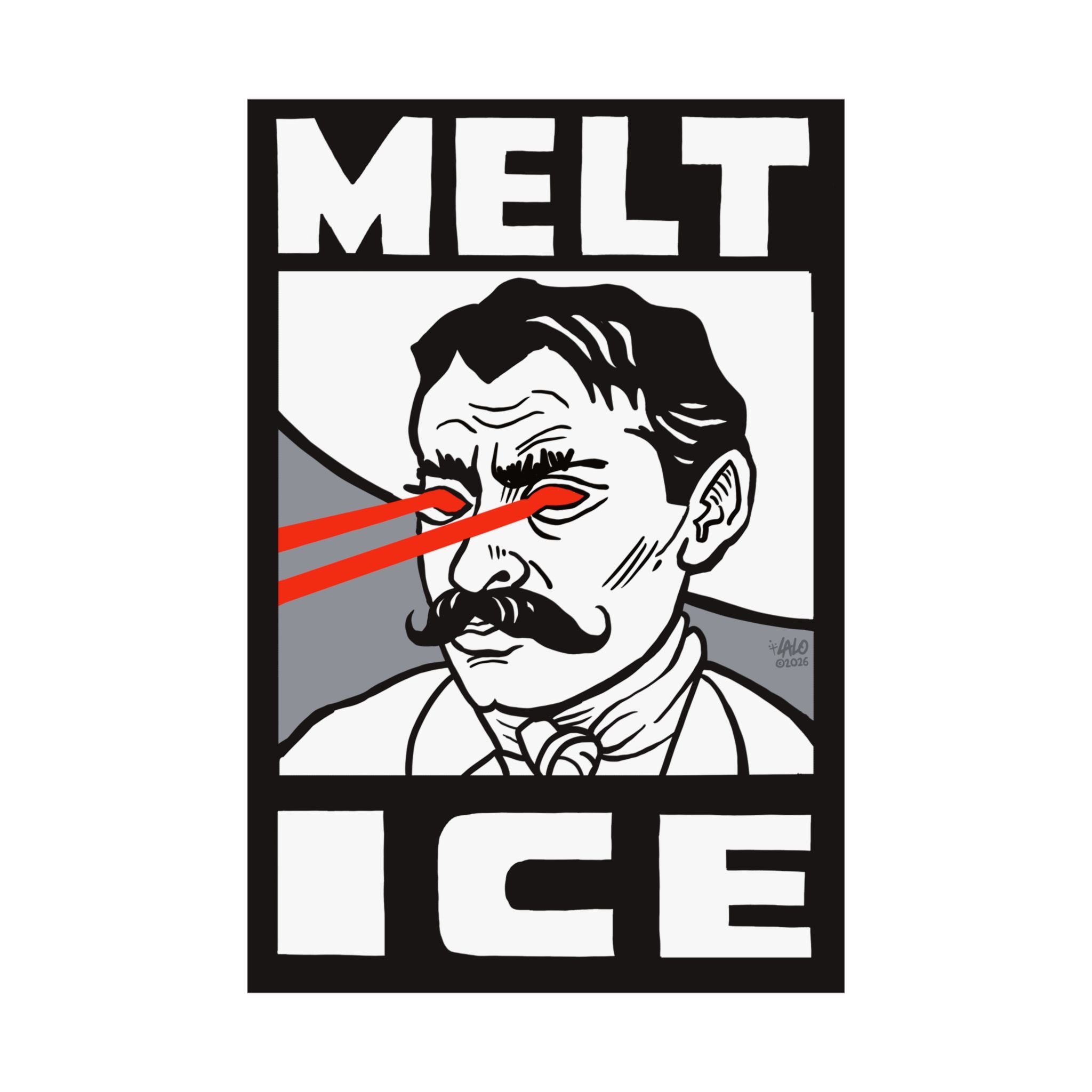 "MELT ICE" Matte Vertical Art Print by Lalo Alcaraz