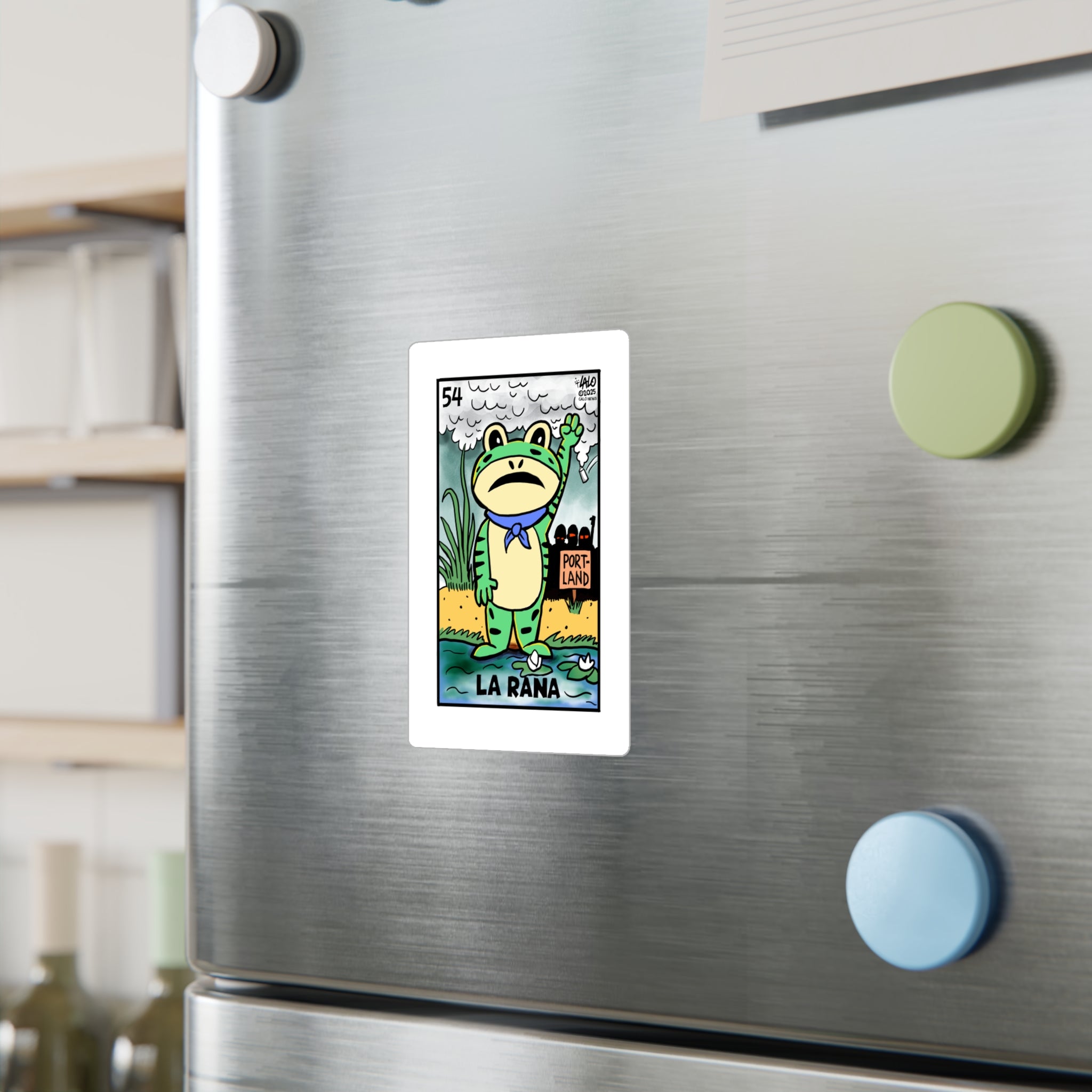 La Rana Frog Sticker — Portland Lotería Style Kiss-Cut Vinyl Decal