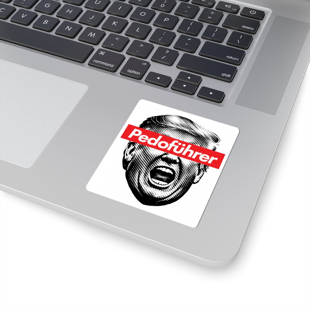 Supreme Leader Trump Text Kiss-Cut Sticker — Black Typography Laptop Decal