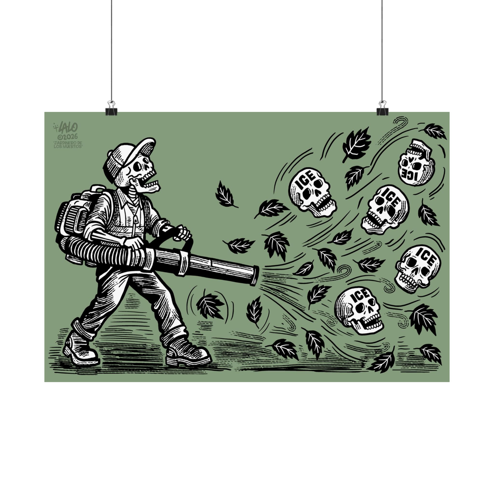 Jardinero de Los Muertos:  Matte Horizontal Poster by Lalo Alcaraz — Day of the Dead Pride Wall Art