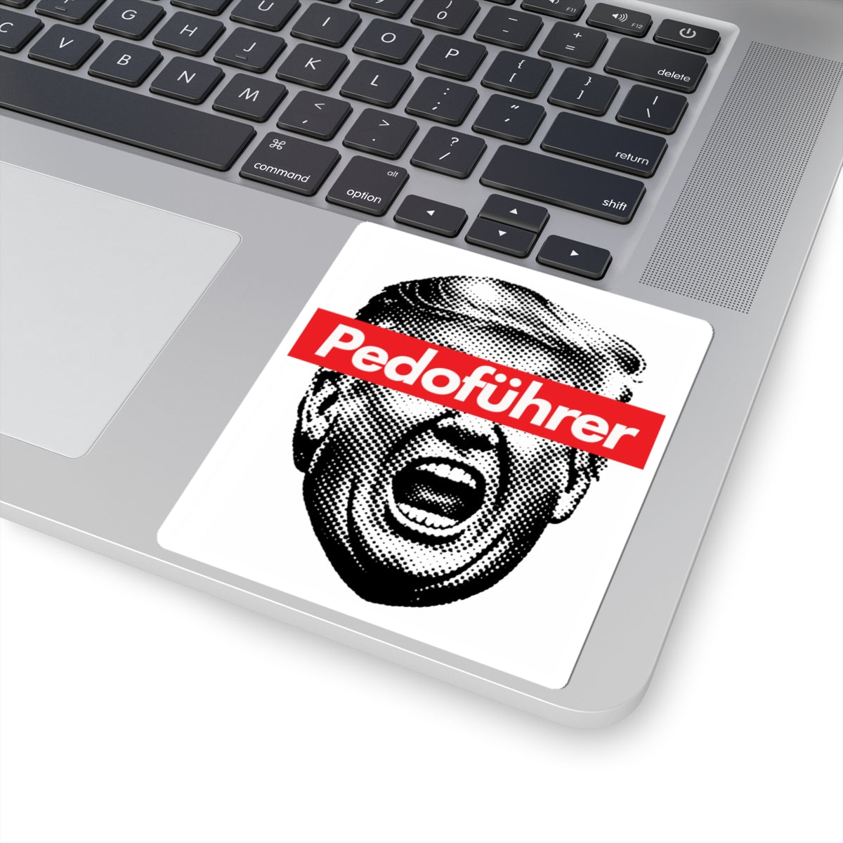 Supreme Leader Trump Text Kiss-Cut Sticker — Black Typography Laptop Decal