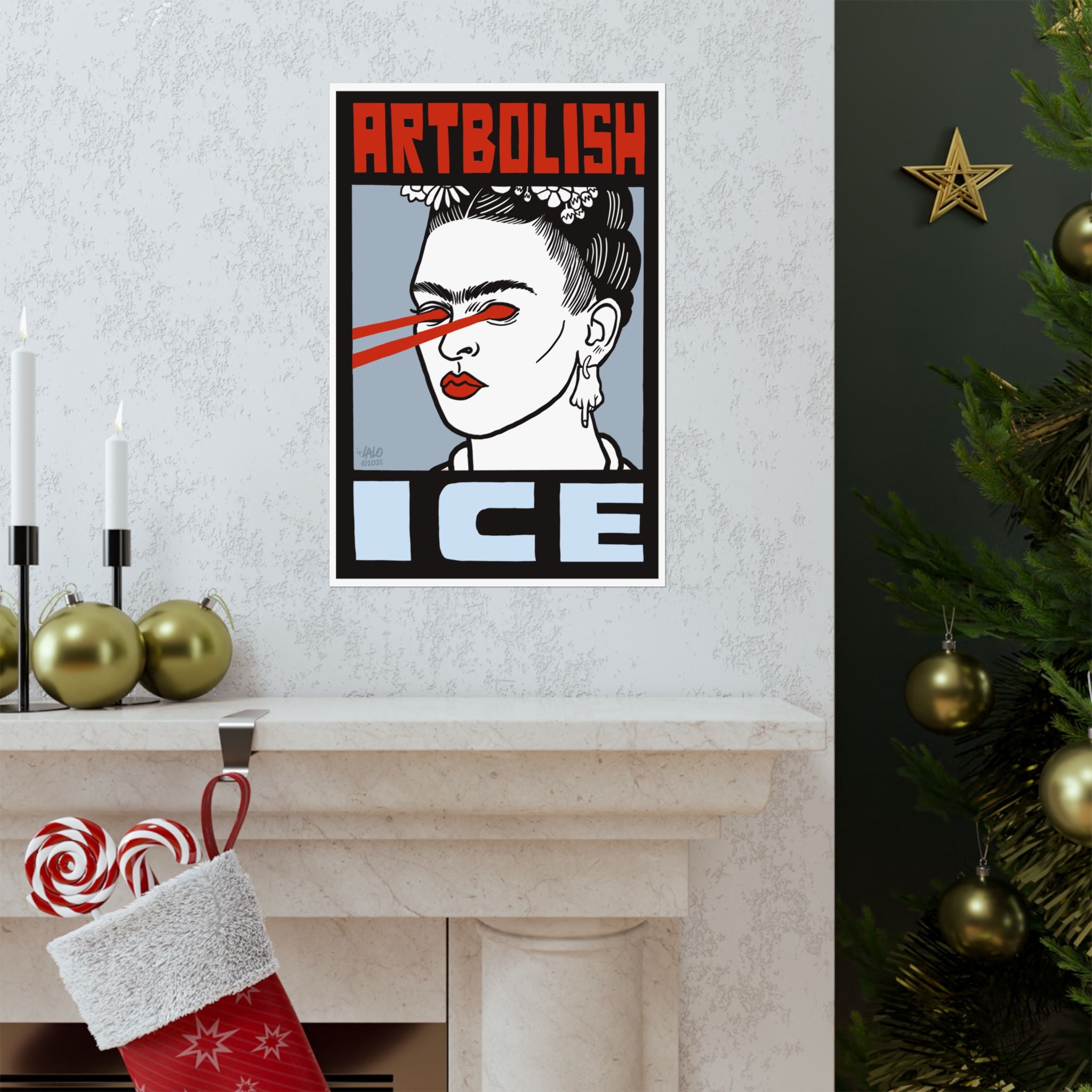 "ARTBOLISH ICE" Matte Vertical Art Print by Lalo Alcaraz